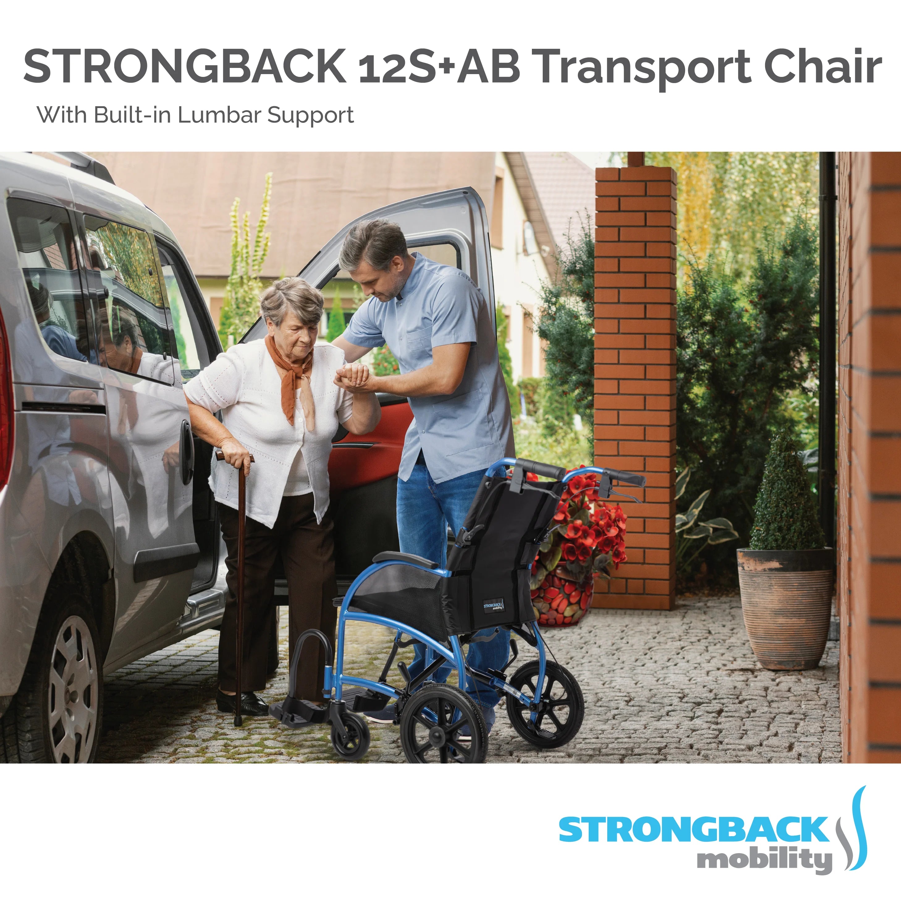 Strongback Mobility STRONGBACK Excursion Small: 12S+AB Transport Wheelchair 1016AB