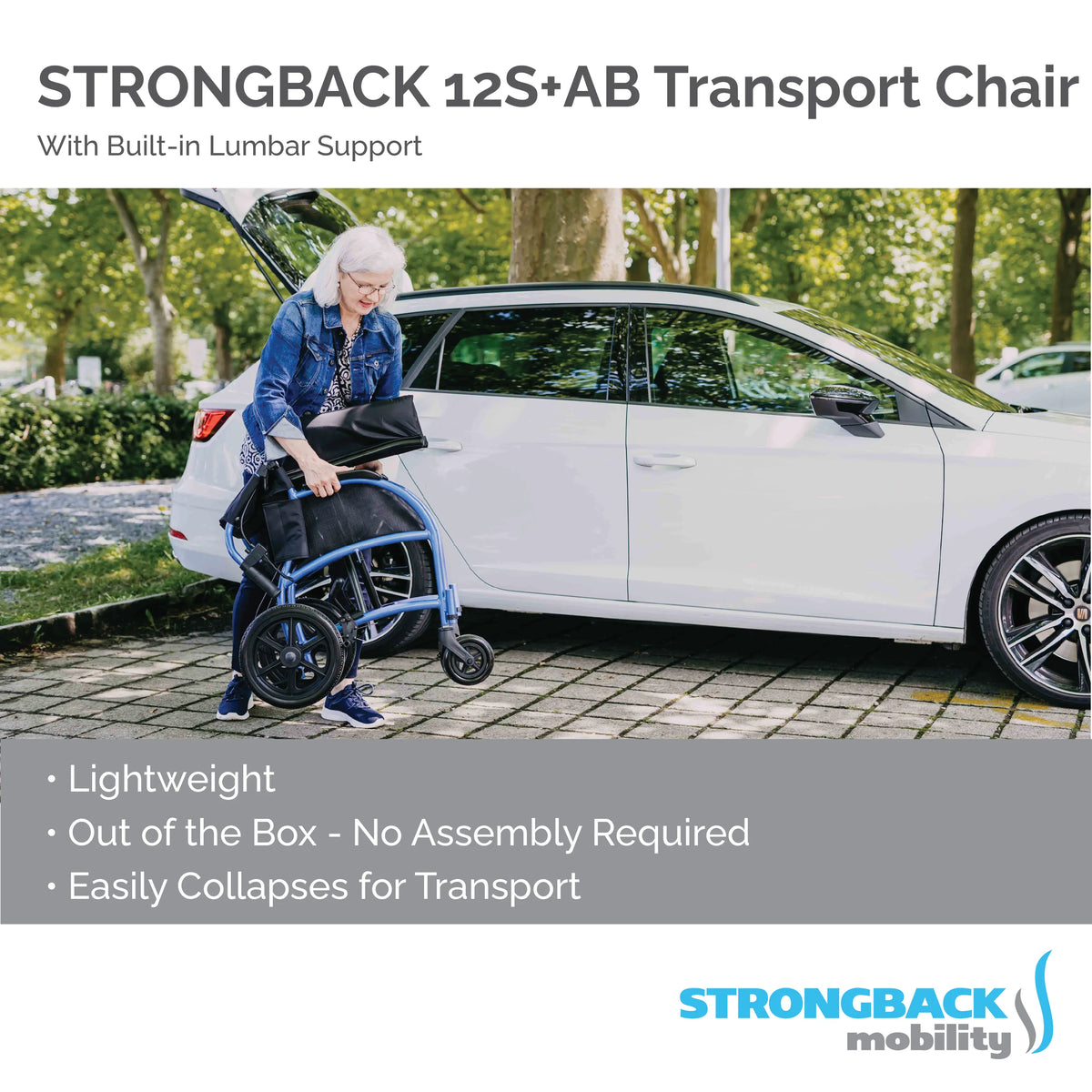Strong Back Mobility Strongback Mobility STRONGBACK Excursion Small: 12S+AB Transport Wheel ...