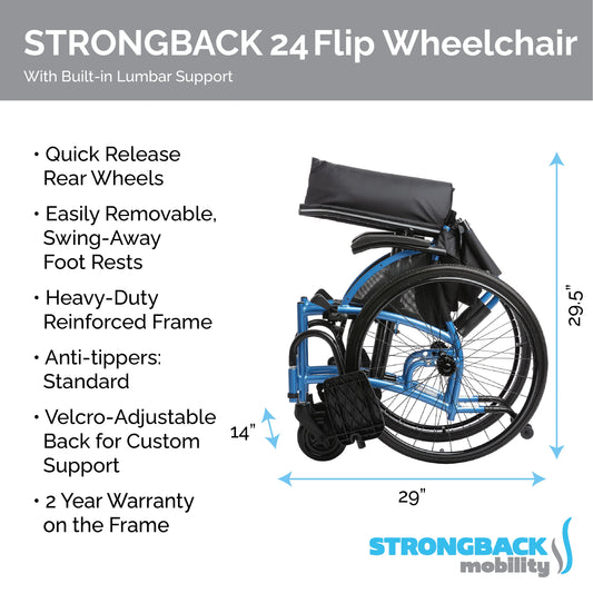 Strongback Mobility STRONGBACK Comfort : 24 Flip Wheelchair 1019