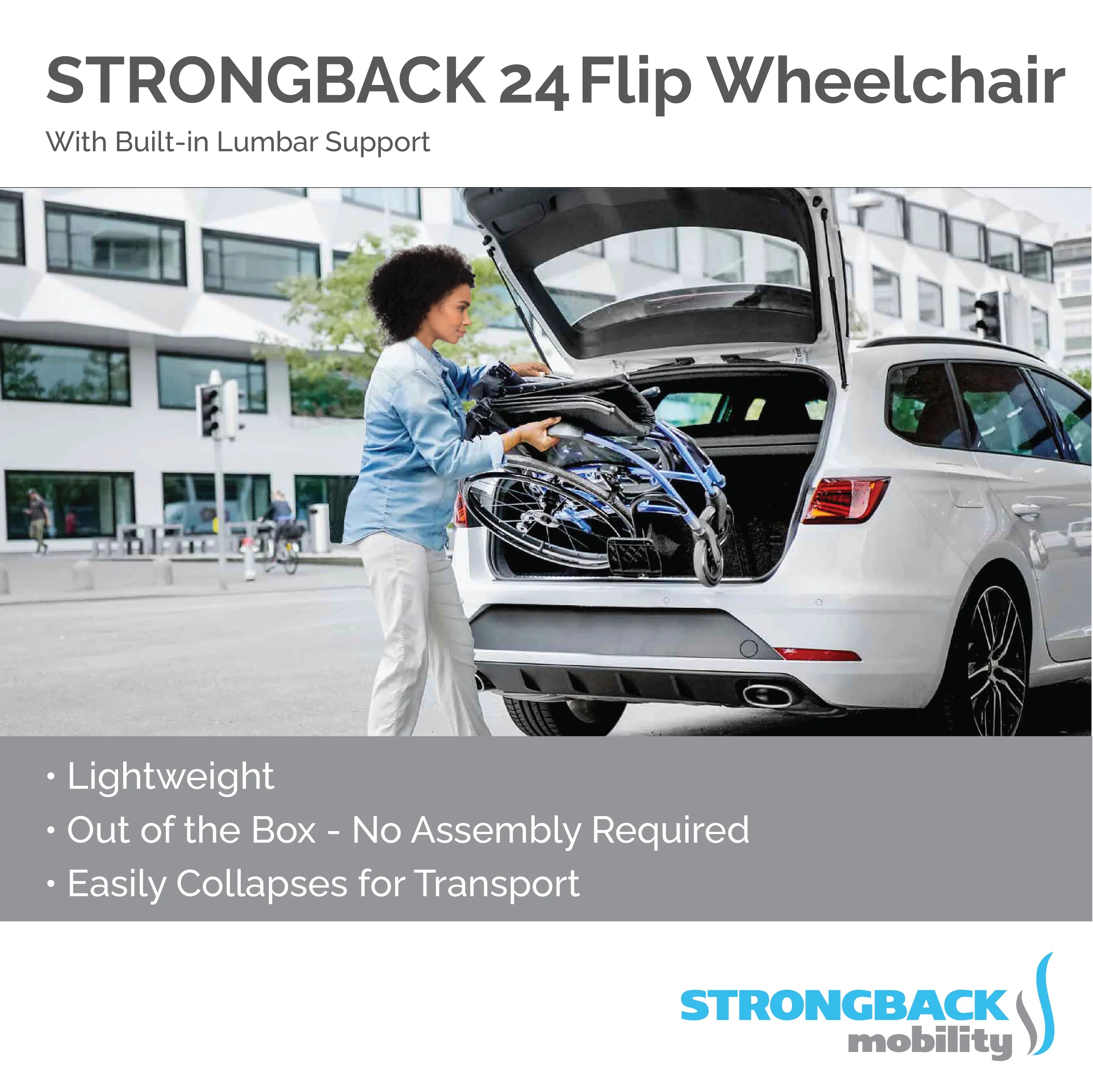 Strongback Mobility STRONGBACK Comfort : 24 Flip Wheelchair 1019