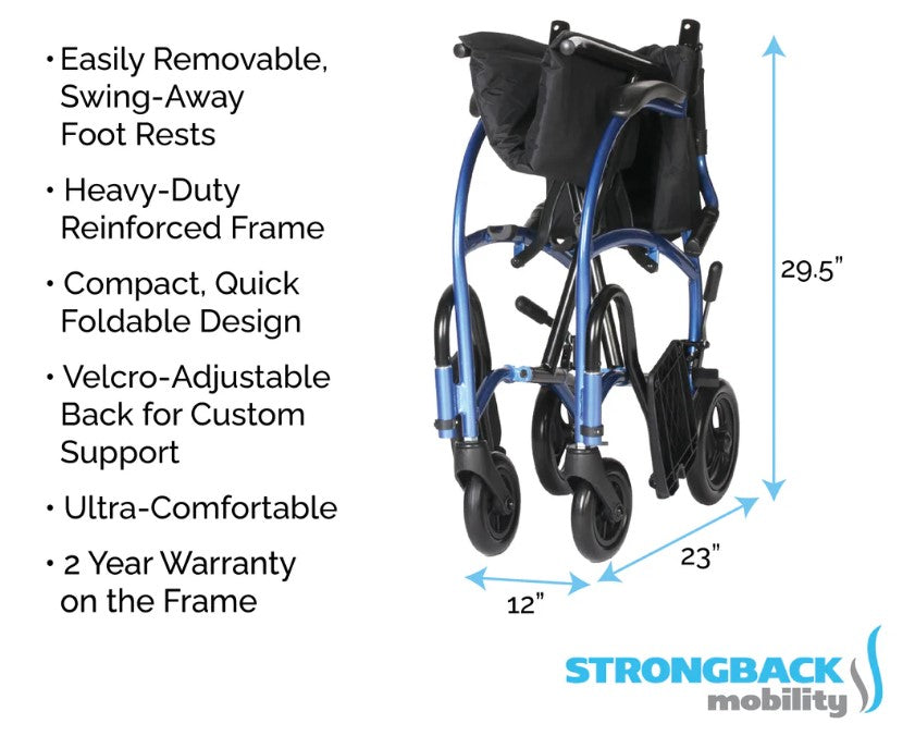 Strongback Mobility STRONGBACK Excursion : 8 Transport Wheelchair 1002