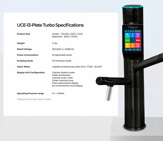 TYENT USA UCE-13 PLUS TURBO WATER IONIZER "Black Edition" 00851613002536