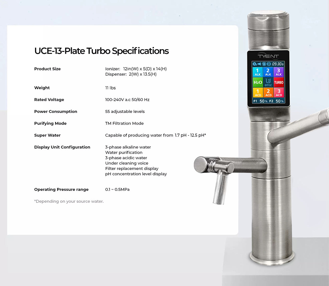 TYENT USA UCE-13 PLUS WATER IONIZER - Satin Silver Luxury Collection 00851613002512